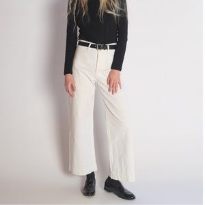 Jesse Kamm Cotton Sailor Wide Leg Pants in Salt (Off White)